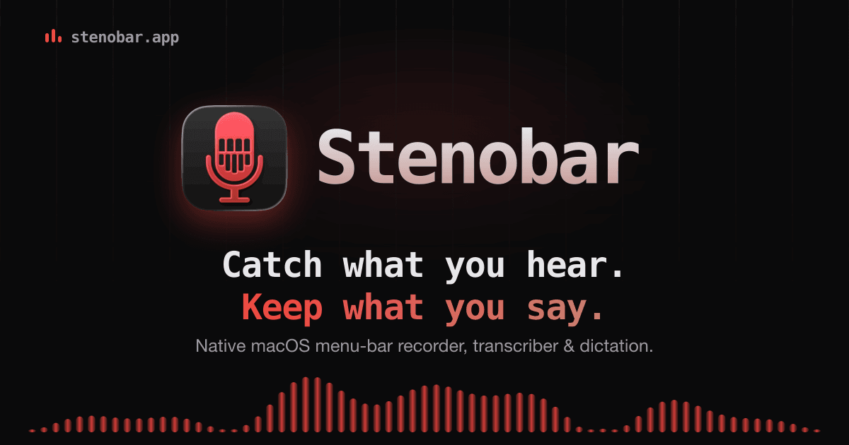 Stenobar macOS menu-bar app interface
