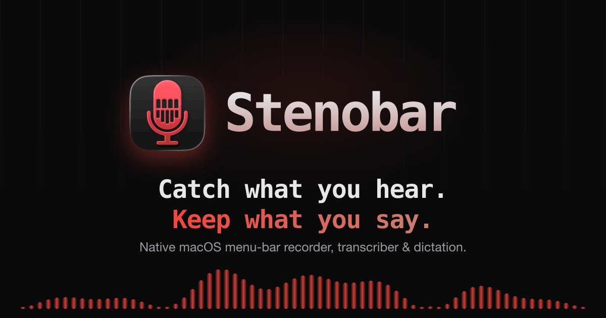 Stenobar macOS menu-bar app interface